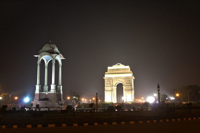 India Gate in New Delhi at night
